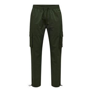 Only Mens Drawstring Waist Cargo Pants / Olive